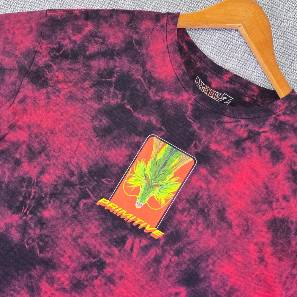 Primitive Skateboarding x Dragon Ball Z T Shirt Mens M Red Black Tie Dye Shenron